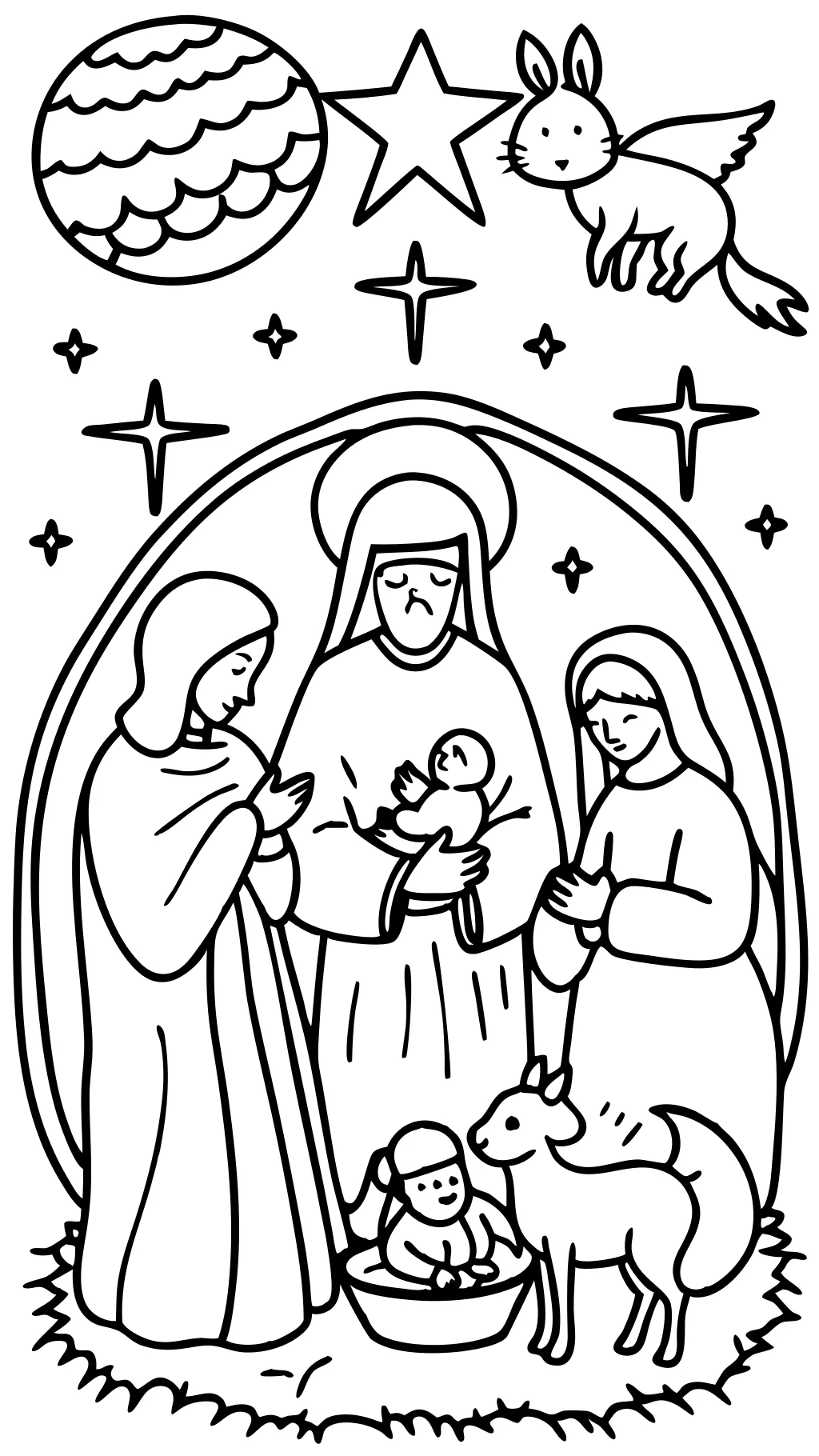 Pages de couleurs de naissance de Jésus